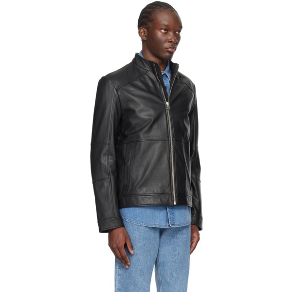  휴고 Hugo Black Paneled Leather Jacket 241084M181000