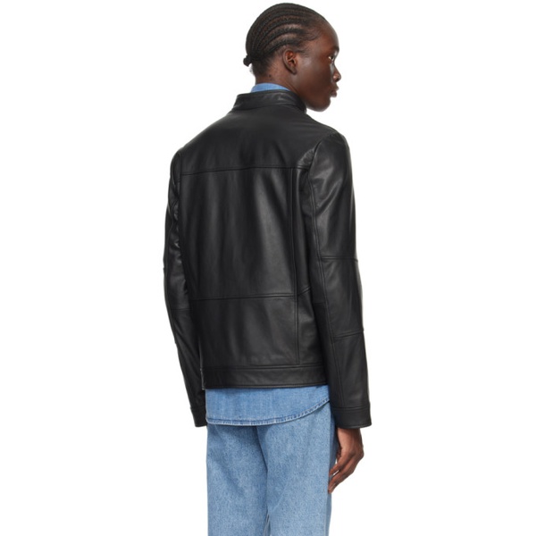  휴고 Hugo Black Paneled Leather Jacket 241084M181000