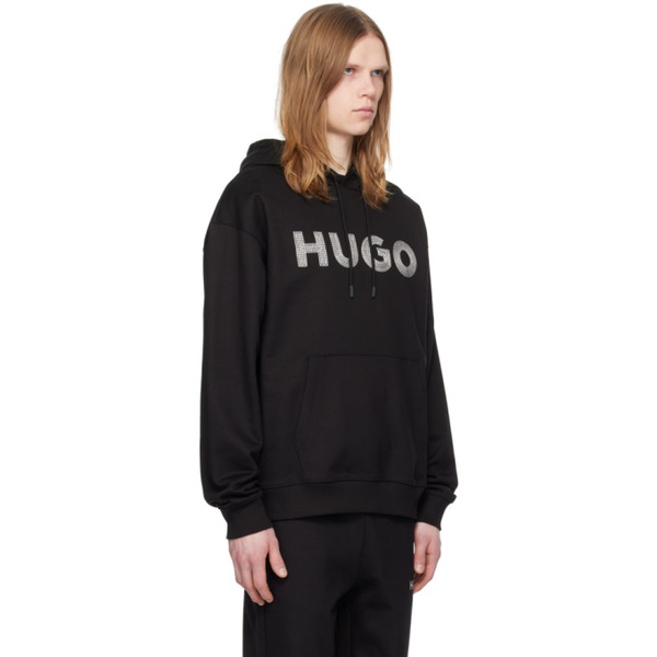  휴고 Hugo Black Embroidered Hoodie 241084M202025