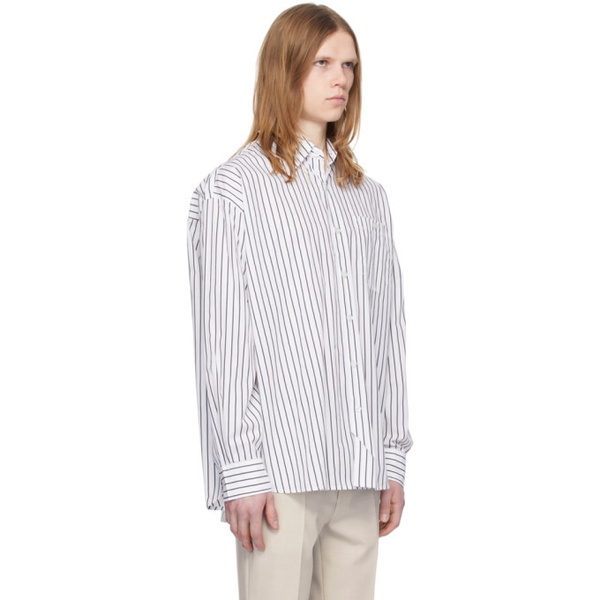  휴고 Hugo White & Black Striped Shirt 241084M192017