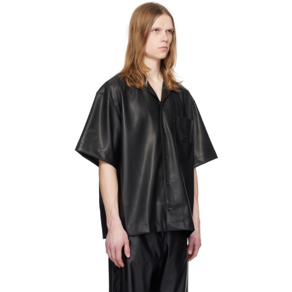  휴고 Hugo Black Perforated Faux-Leather Shirt 241084M192014