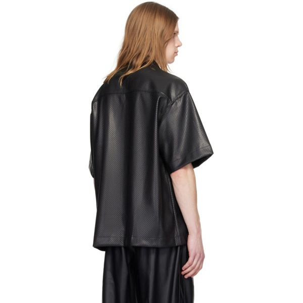  휴고 Hugo Black Perforated Faux-Leather Shirt 241084M192014