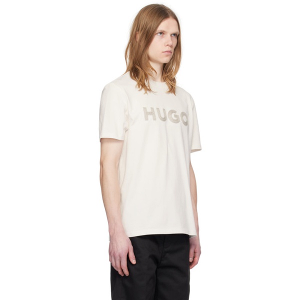  휴고 Hugo 오프화이트 Off-White Embroidered T-Shirt 241084M213031