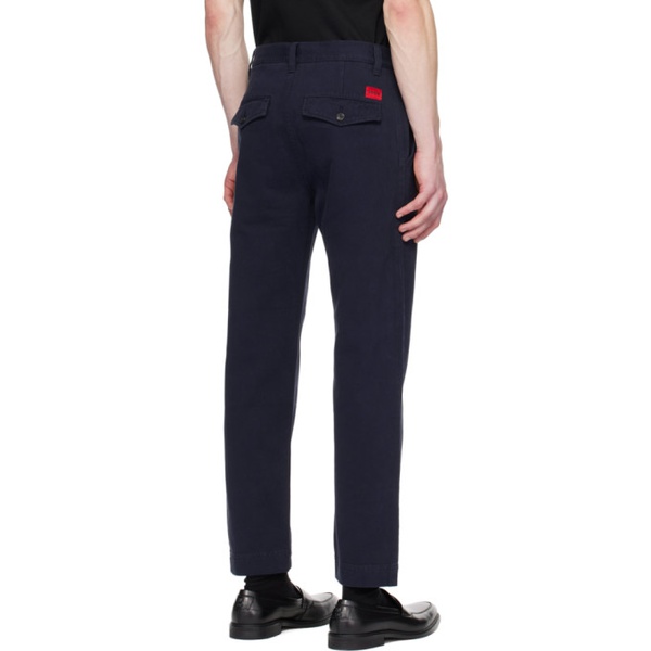  휴고 Hugo Navy Tapered-Fit Trousers 241084M191013