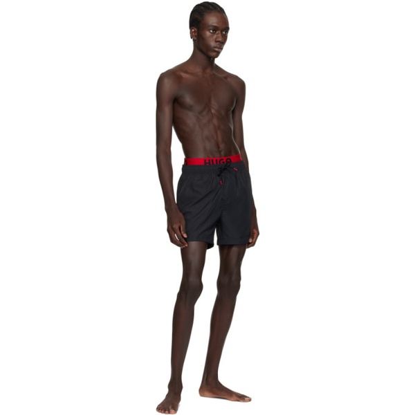  휴고 Hugo Black Printed Swim Shorts 241084M193004