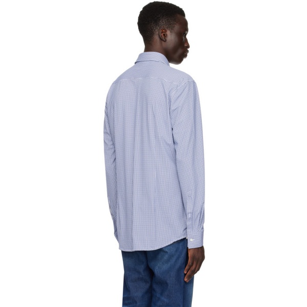 휴고 Hugo Blue & White Print Shirt 241084M192024