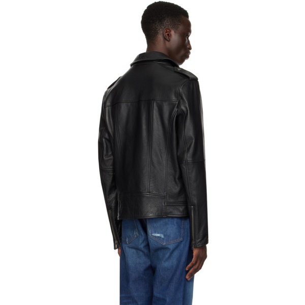 휴고 Hugo Black Zip Leather Jacket 241084M181006