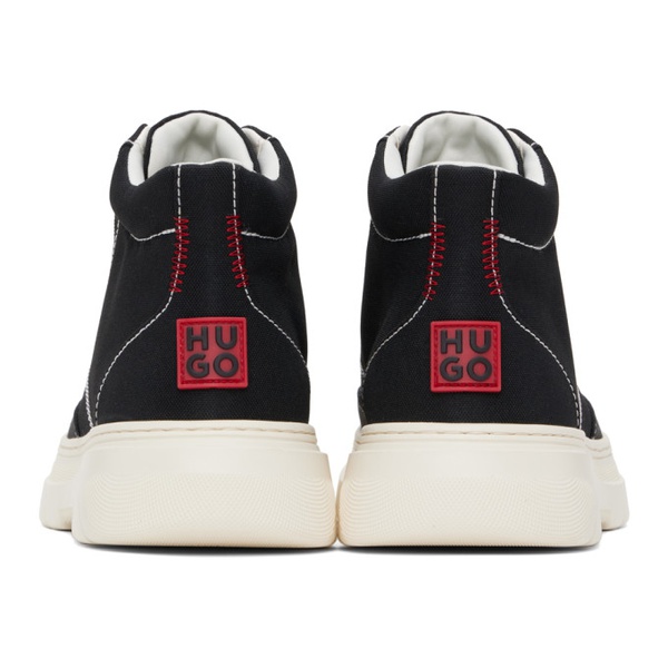  휴고 Hugo Black Stacked Logo Sneakers 241084M236000