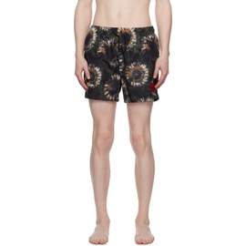휴고 Hugo Black Printed Swim Shorts 231084M208030