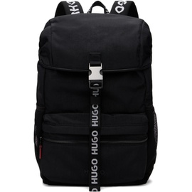 휴고 Hugo Black Logo Webbing Backpack 242084M166007