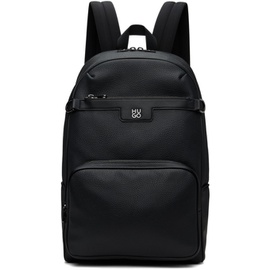 휴고 Hugo Black Stacked Logo Backpack 242084M166003