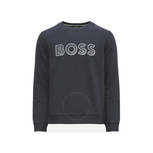 휴고보스 휴고 Hugo Boss Dark Blue Salbo Logo Embroidered Jersey Sweatshirt 50483018-402