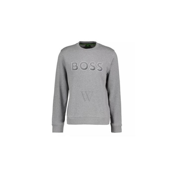 휴고보스 휴고 Hugo Boss Pastel Grey Salbo Logo Embroidered Jersey Sweatshirt 50483018-059