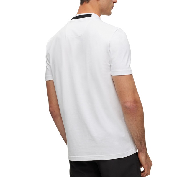 휴고보스 휴고 Hugo Boss Mens Logo-Stripe Jacquard Collar T-shirt 16559887