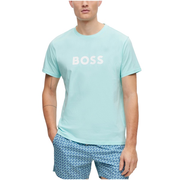 휴고보스 휴고 Hugo Boss Mens Cotton Relaxed-Fit Contrast Logo T-shirt 15476459