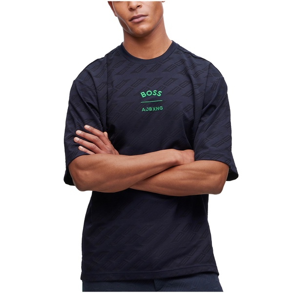 휴고보스 휴고 Hugo Boss Mens AJBXNG Jacquard Monogram Relaxed-Fit T-shirt 15476295