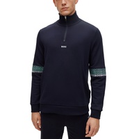 휴고 Hugo Boss Mens Multi-Colored Logo Zip-Neck Sweatshirt 15476109