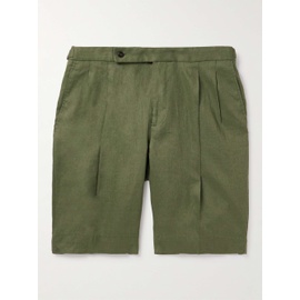 INCOTEX Straight-Leg Pleated Linen Bermuda Shorts 1647597307708219