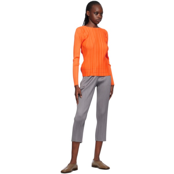  플리츠 플리즈 이세이 미야케 Pleats PLEASE 이세이 미야케 ISSEY MIYAKE Orange Soft Pleats Long Sleeve T-Shirt 241941F110003