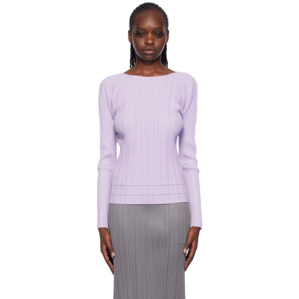  플리츠 플리즈 이세이 미야케 Pleats PLEASE 이세이 미야케 ISSEY MIYAKE Purple Soft Pleats Long Sleeve T-Shirt 241941F110002