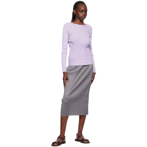 플리츠 플리즈 이세이 미야케 Pleats PLEASE 이세이 미야케 ISSEY MIYAKE Purple Soft Pleats Long Sleeve T-Shirt 241941F110002