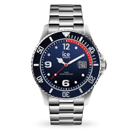 Ice-Watch MEN'S ICE steel - Marine silver - Extra large - 3H Stainless steel Blue Dial Watch 017324
