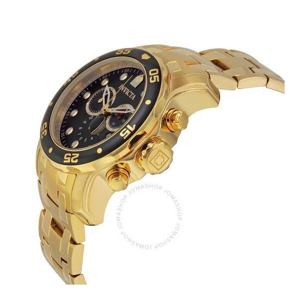 Invicta Pro Diver Chronograph Black Dial Gold-tone Mens Watch 0072