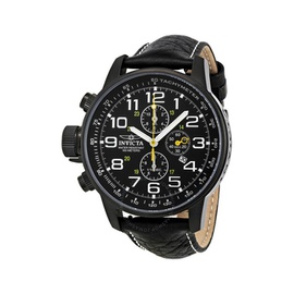 Invicta Lefty Chronograph Black Dial Black Leather Mens Lefty Watch 3332
