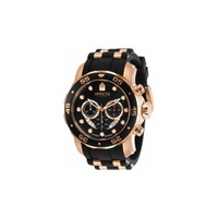 Invicta MEN'S Pro Diver Chronograph Silicone with Rose Gold-tone Barrel Inserts Black Dial Watch 30825
