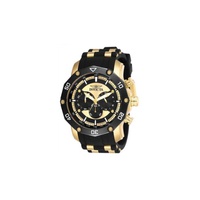 Invicta MEN'S Pro Diver Chronograph Silicone (Polyurethane) with Yellow Gold-tone Stai Black and Yellow Gold Dial Watch 28754