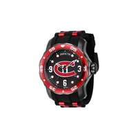 Invicta MEN'S NHL Silicone and Stainless Steel Black Dial Watch 42662