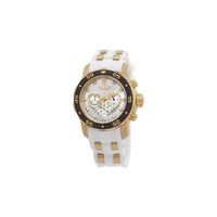 Invicta MEN'S Pro Diver Chronograph White Polyurethane with Gold-plated accents Silver Dial 20292