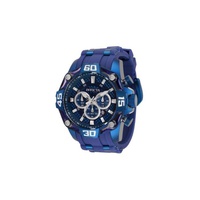 Invicta MEN'S Pro Diver Chronograph Silicone with Blue-plated Stainless Steel Barrel I Blue (Glass Fiber) Dial Watch 33842