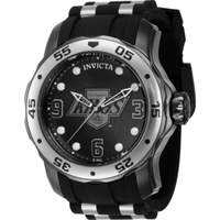 Invicta MEN'S NHL Silicone and Stainless Steel Black Dial Watch 42660