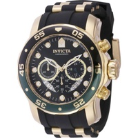 Invicta MEN'S Pro Diver Chronograph Silicone and Stainless Steel Black Dial Watch 44522