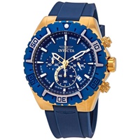 Invicta MEN'S Aviator Chrono Blue Silicone and Dial 18K GP Stainless Steel 22525