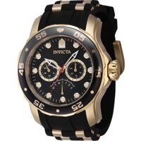 Invicta MEN'S Pro Diver Silicone and Stainless Steel Black Dial Watch 46964