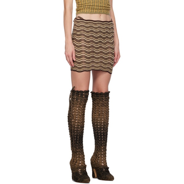  이사 볼더 Isa Boulder SSENSE Exclusive Beige & Brown Miniskirt 232541F090011
