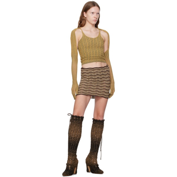 이사 볼더 Isa Boulder SSENSE Exclusive Beige & Brown Miniskirt 232541F090011