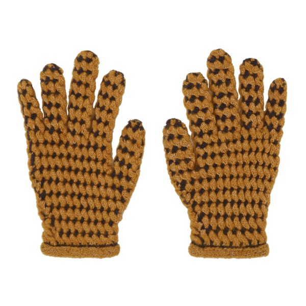  이사 볼더 Isa Boulder Yellow & Brown Tightweave Gloves 232541M135001