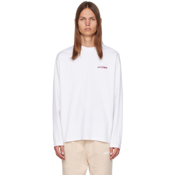  자크뮈스 JACQUEMUS White Le Chouchou Le T-Shirt Pavane Manches Longues Long Sleeve T-Shirt 232553M213014