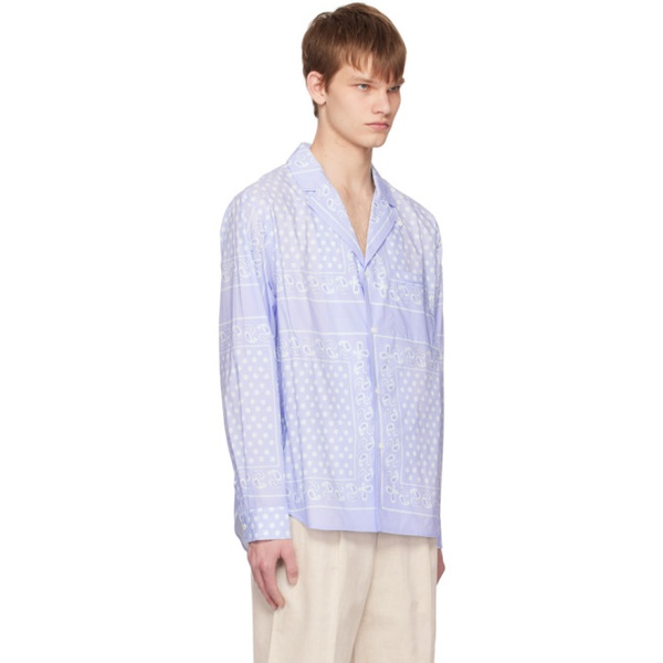  자크뮈스 JACQUEMUS Blue Le Raphia La chemise Luis Shirt 231553M192046