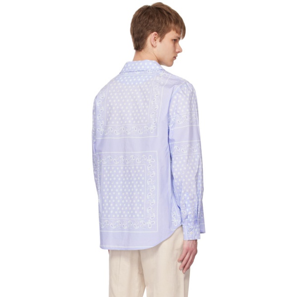  자크뮈스 JACQUEMUS Blue Le Raphia La chemise Luis Shirt 231553M192046