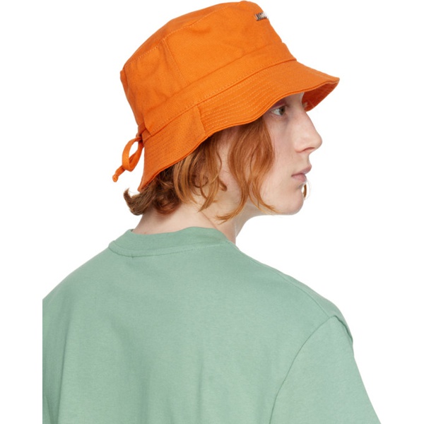  자크뮈스 JACQUEMUS Orange Le Raphia Le Bob Gadjo Bucket Hat 231553M140017