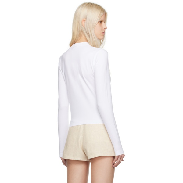  자크뮈스 JACQUEMUS White Les Classiques Le T-Shirt Gros Grain Manches Longues Long Sleeve T-Shirt 241553F110018