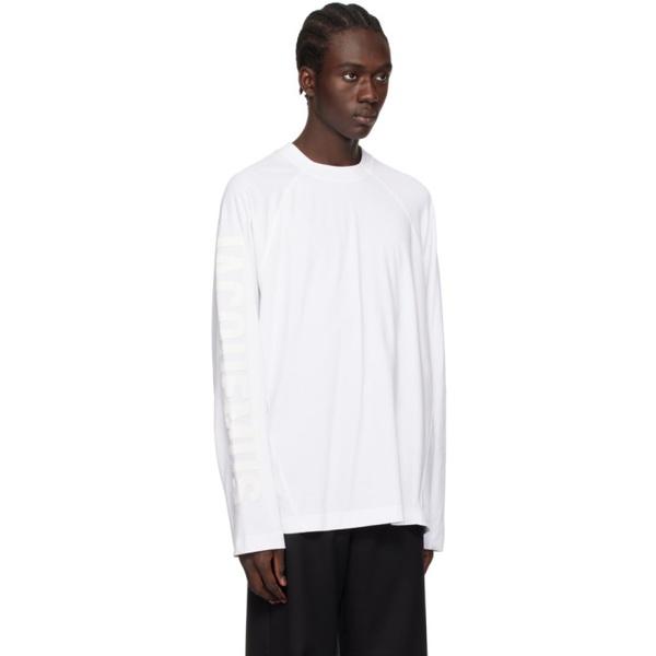  자크뮈스 JACQUEMUS White Les Classiques Le T-Shirt Typo Long Sleeve T-Shirt 241553M213020