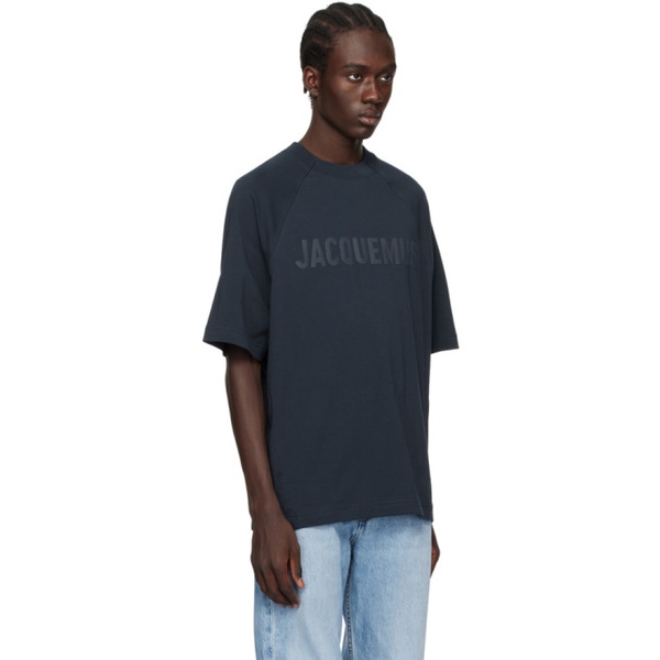 자크뮈스 JACQUEMUS Navy Le t-shirt Typo t-shirt 241553M213017