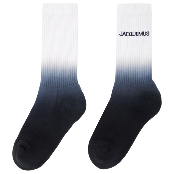  자크뮈스 JACQUEMUS White & Navy Les Classiques Les chaussettes Moisson Socks 241553M220002
