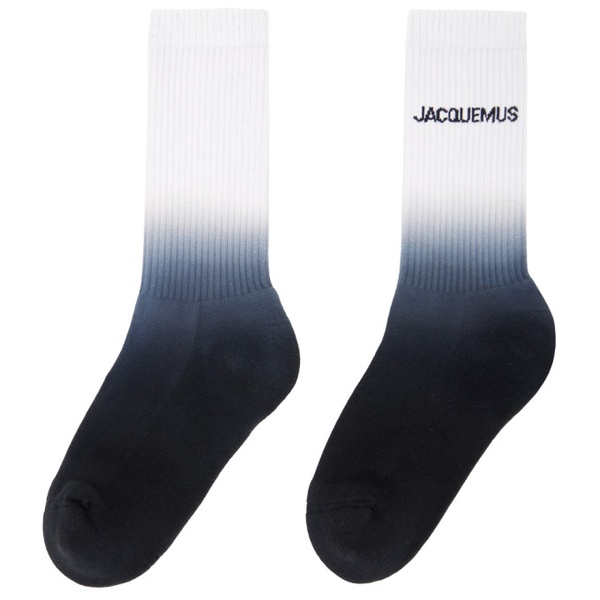  자크뮈스 JACQUEMUS White & Navy Les Classiques Les chaussettes Moisson Socks 241553F076005