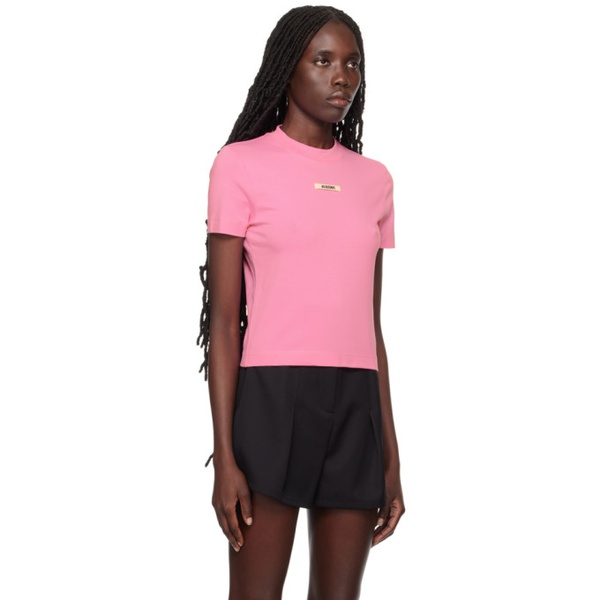  자크뮈스 JACQUEMUS Pink Le t-shirt Gros Grain t-shirt 241553F110015